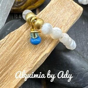 Handmade beaded lace agate  ring band